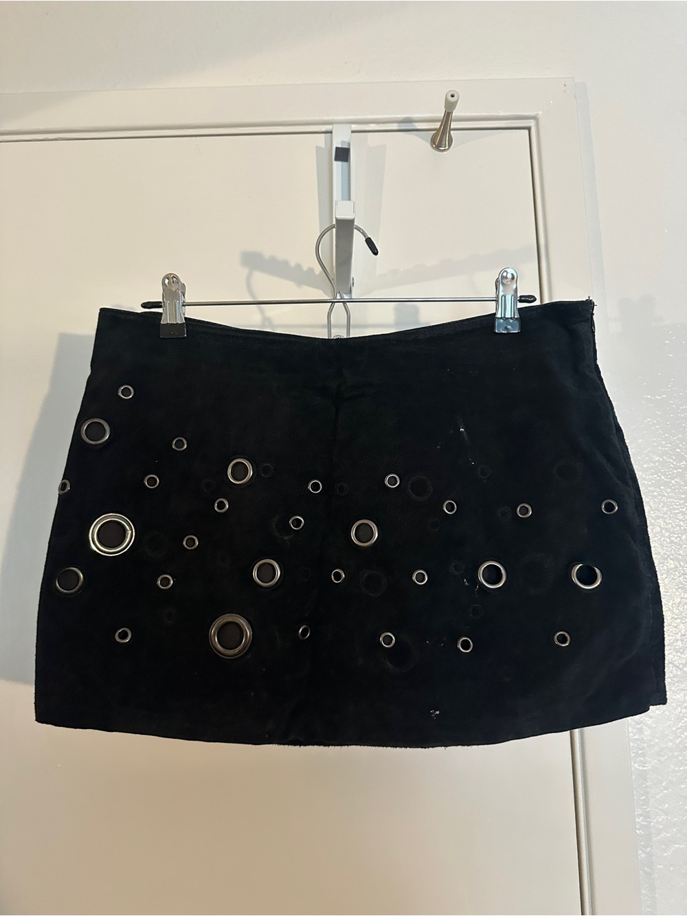 Vintage Forever 21 Black Eyelet Suede Mini Skirt